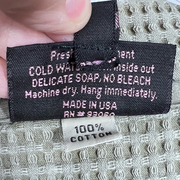 VTG NANETTE KELLER 100% Cotton Large Waffle Knit button down Long Sleeve Top - Picture 4 of 7